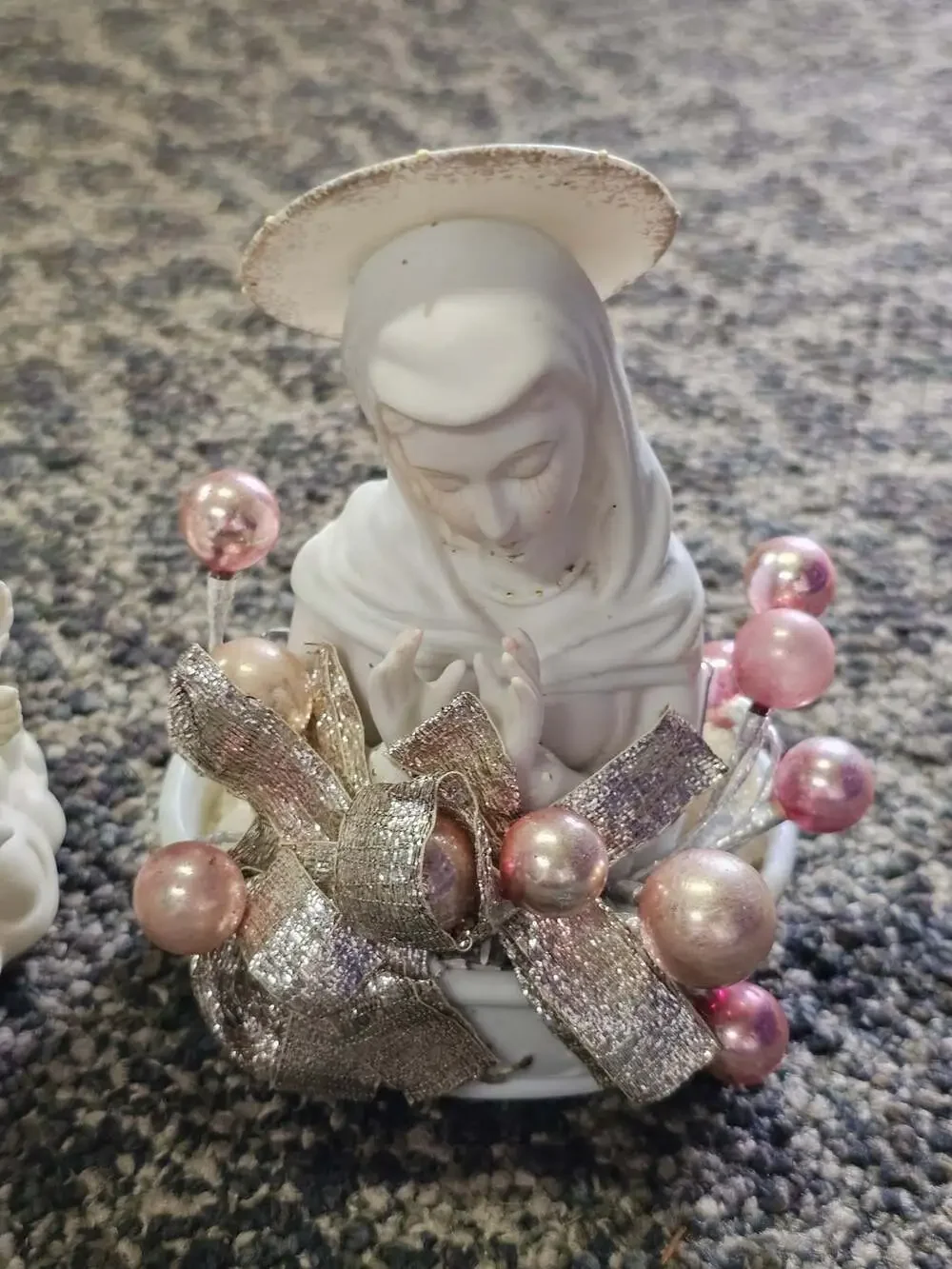 Vintage Porcelain Angel Candle Holder Pair Bisque